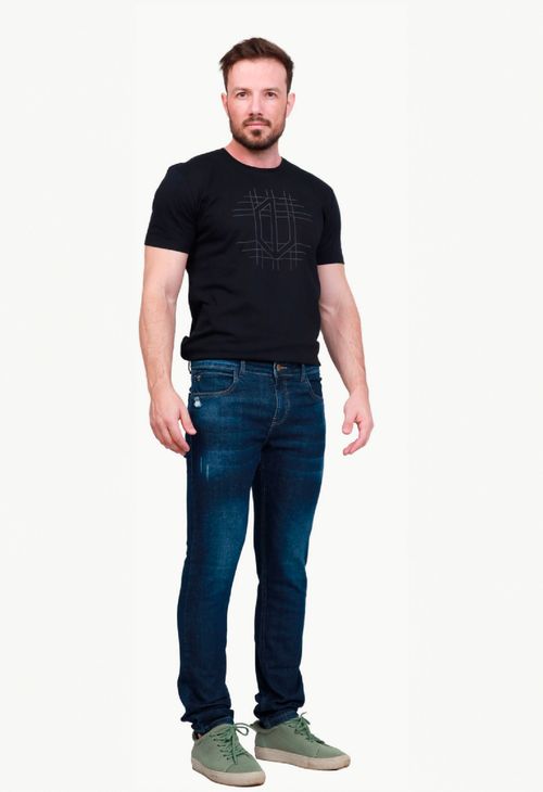 Calça Jeans Masculina Escura Puida