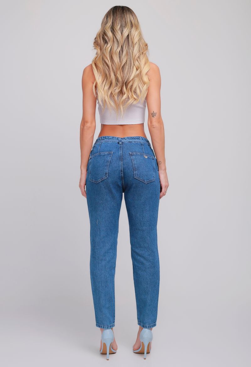 WL Moda Calça Jeans mom com cinto Feminina