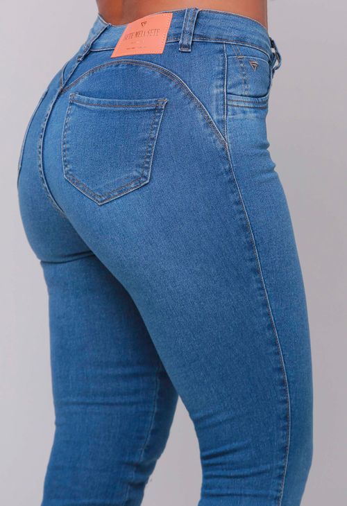 Calça Jeans Cigarrete Feminina Levanta Bumbum Desfiada 24813