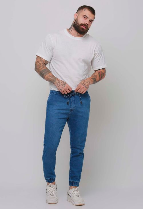Calça Jeans Jogger Masculina Com Amarração