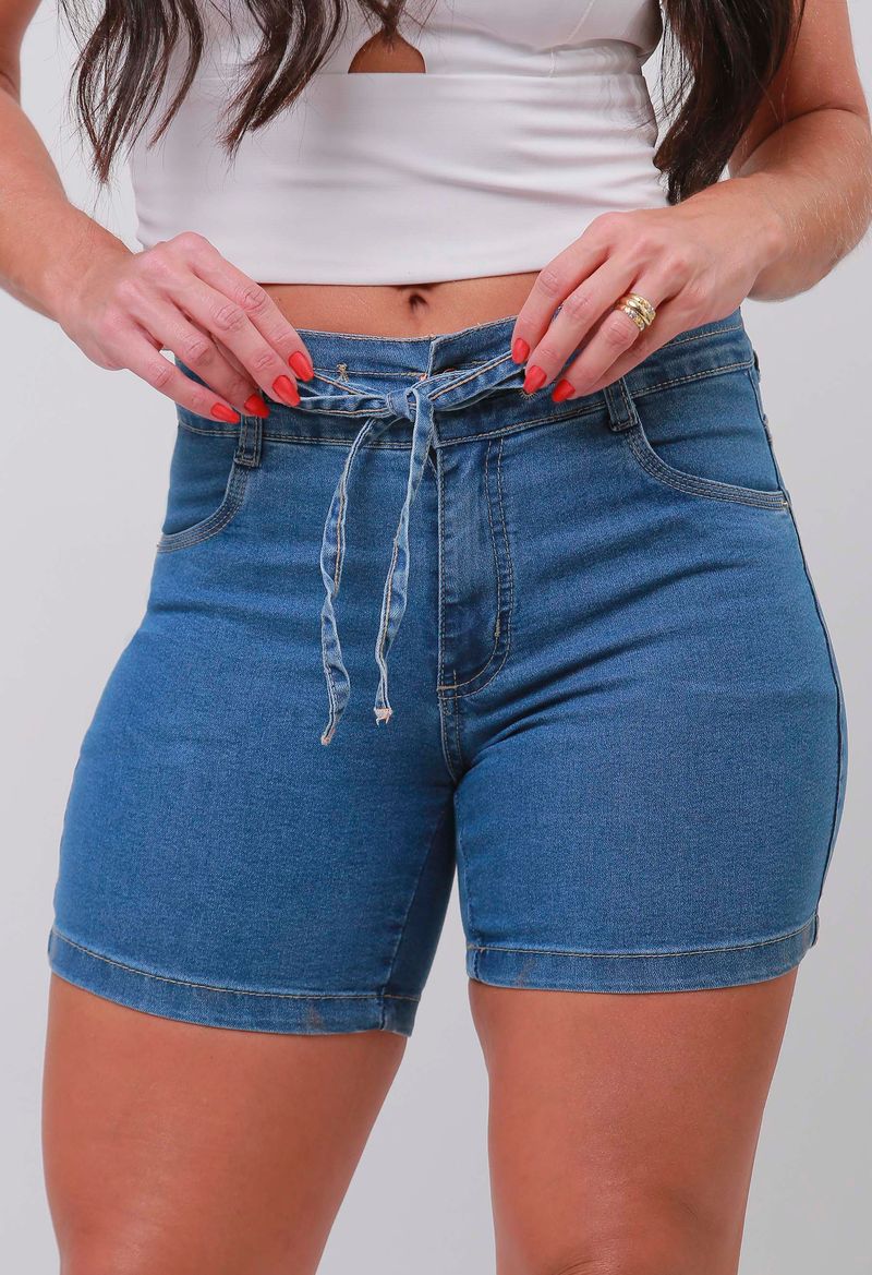 Shorts Jeans Comfort Cintura Média Destroyed