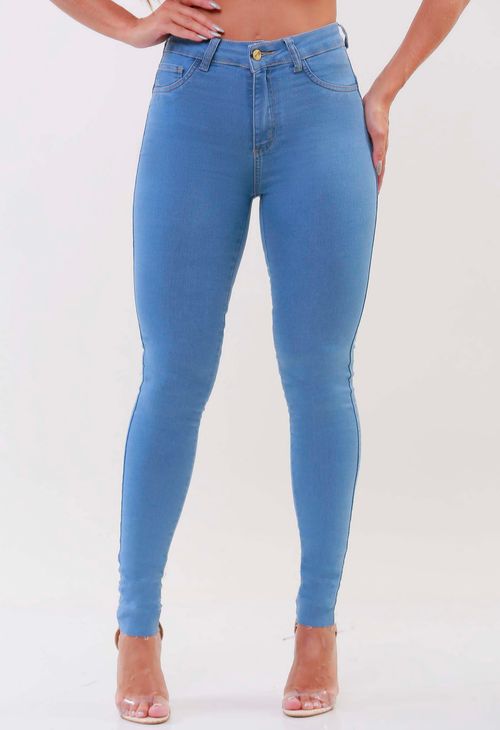 Calça Jeans Skinny Feminina Levanta Bumbum Barra Corte a Fio
