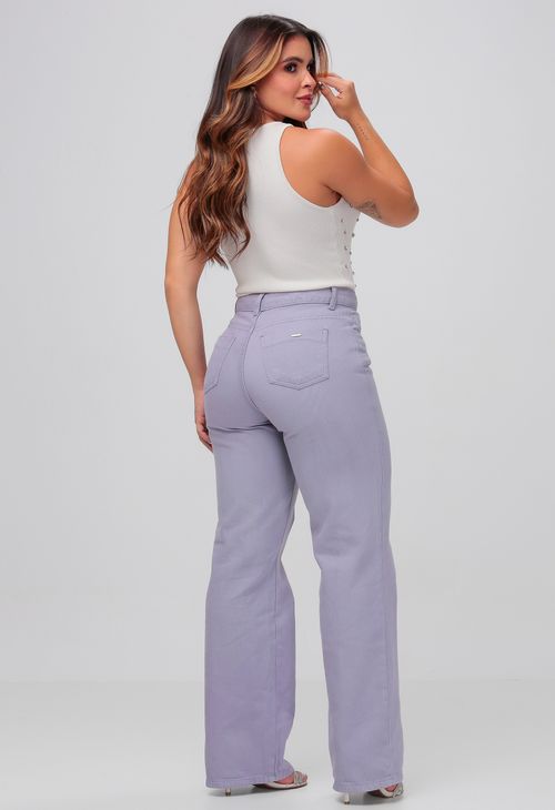 Calça Jeans Wide Leg Feminina Lilás 25764