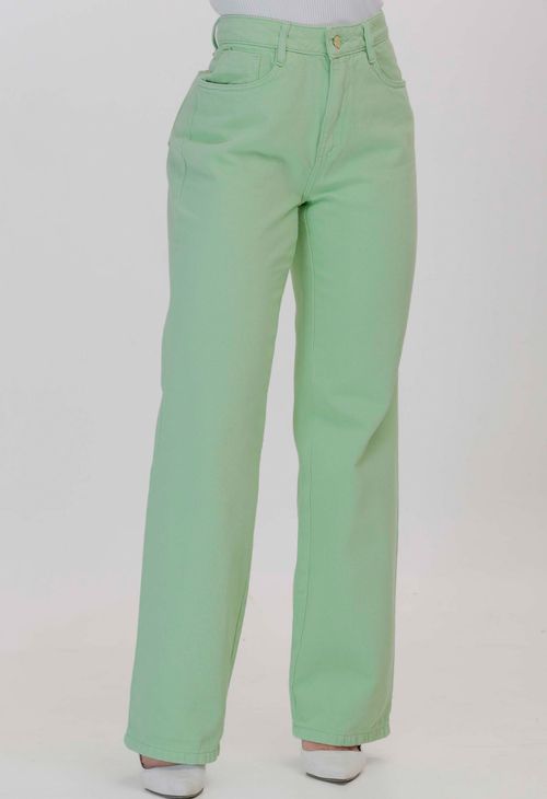 Calça Jeans Wide Leg Feminina Verde 25786