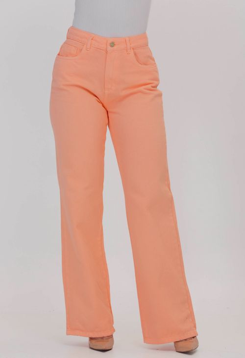 Calça Jeans Wide Leg Feminina Laranja 25782