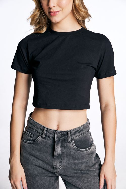 Camiseta Cropped Feminina Preta 25922